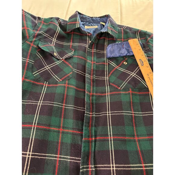 VTG Trails End Men XL Plaid Wool Quilted Jacket lined Button Shirt Shacket Chore - Picture 6 of 9
